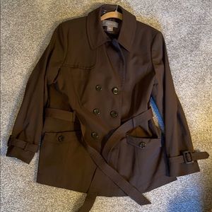 Ann Taylor Brown Double Breast Short Trench